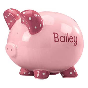 Personalized Kid's Font Piggy Bank - Pink