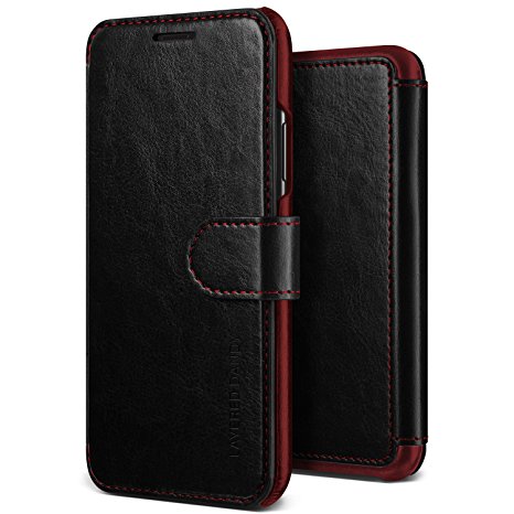 iPhone X Case, VRS Design [Black] High Quality PU Leather Case | Layered Dandy | Supports wireless charging | Flip Wallet Cover with 3 Card Slots for Apple iPhone X / Apple iPhone 10