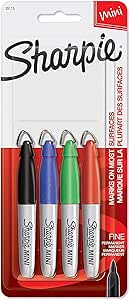 Sharpie Mini Permanent Markers, Fine Point, Assorted Colors, 4 Count - 35113PP Pack of 1