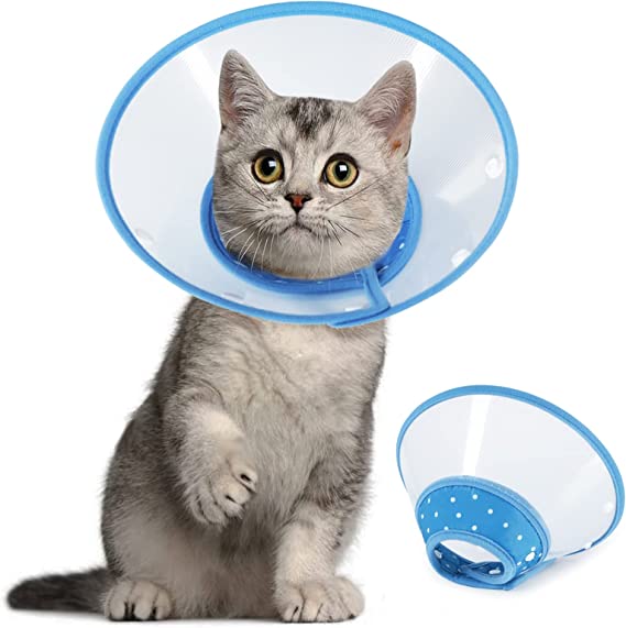 Vivifying Cat Cone, Adjustable 5.7-8 Inches Recovery Pet Cone Lightweight Elizabethan Collar for Puppies, Small Dogs and Cats (Medium, Blue)