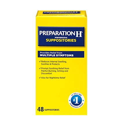 Preparation H (48 Count) Hemorrhoid Symptom Treatment Suppositories, Burning, Itching and Discomfort Relief