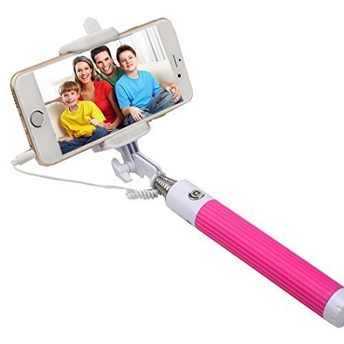 Selfie Stick/Solo Stick, SUFUM One-piece 3-In-1Self-portrait Monopod Extendable Selfie Stick for iPhone ISO 5.01 and Smart Phones with Android 4.2.2 system and Above (Pink)