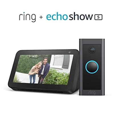 Ring Video Doorbell Wired bundle with Echo Show 5 - Black