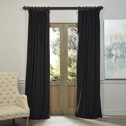 Half Price Drapes VPCH-194007-96 Signature Blackout Velvet Curtain, Warm Black, 50 X 96