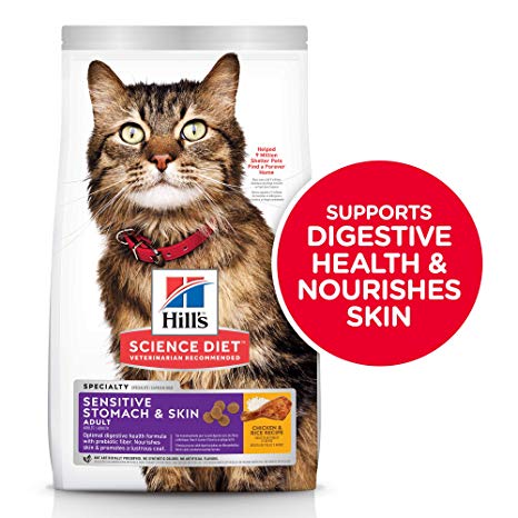 Hill's Science Diet Adult Sensitive Stomach & Skin Chicken & Rice Recipe Dry Cat Food, 3.5 lb Bag