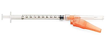 Medline SYRS101255FZ Safety Syringes with Needle, 25 Gauge, 1 mL Volume, 1" Length, Clear (Pack of 100)