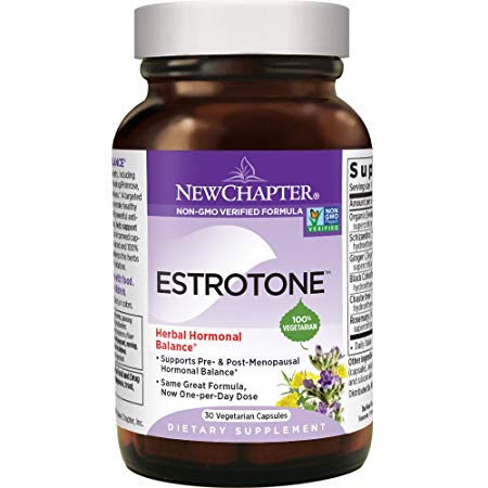 New Chapter Menopause Supplement - Estrotone with Evening Primrose Oil   Black Cohosh for Hormone Health - 30 ct Vegetarian Capsule