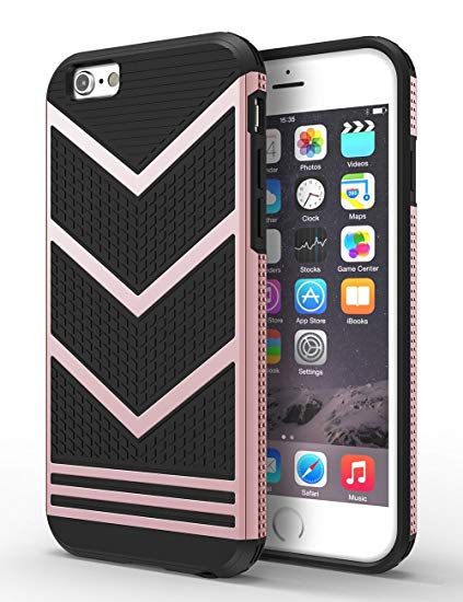 iPhone 6S Case, iPhone 6 Case, DACHUI [Anti-slippery Design] Durable Rugged Dual-Layer [PC   TPU] Ultra Slim Protective Shock-Absorption Anti-scratch Defender For Apple iPhone 6/6S (Rose Gold)