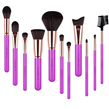 Docolor 11 Pieces Makeup Brush Set Professional Premium Synthetic Kabuki Foundation Blending Blush Concealer Eye Face Liquid Powder Cream Cosmetics Brushes Kit