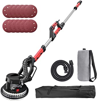 POWER PRO 1090X Electric Drywall Sander - Variable Speed 500-1800RPM, 800W, with Automatic Vacuum System for Dust Absorption, LED Light, and Carry Bag (1090X)