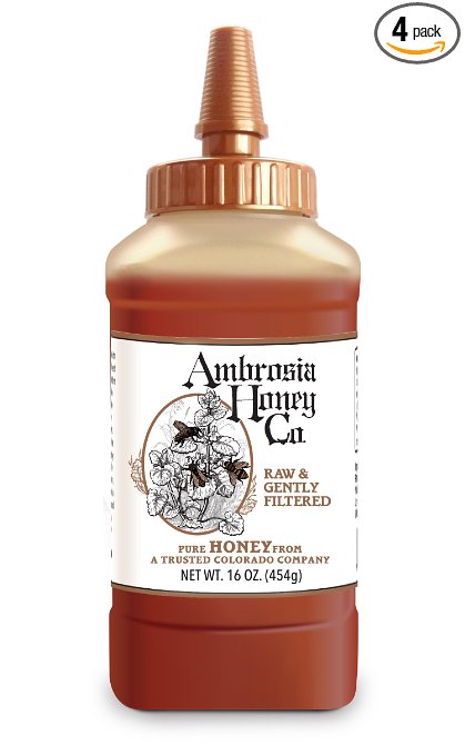 Ambrosia Pure Honey by Ambrosia Honey Co., 16 Ounce Bottles (Pack of 4)