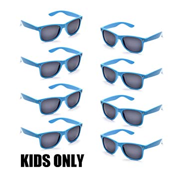 Neon Colors Party Favor Supplies Unisex Sunglasses Pack of 8 for Kids (8 Pack Blue)