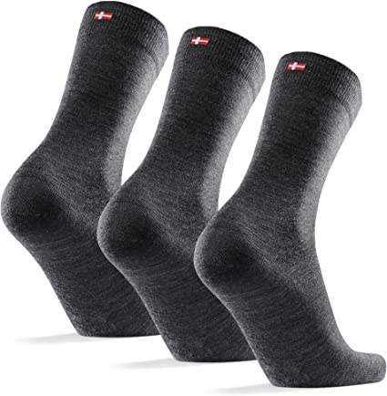 Calcetines de Lana Merina, Ejecutivos para Hombre y Mujer, Calcetines Clásicos de Vestir, Cómodos, Transpirables, para el Uso Diario, Ideal para Otoño y Invierno, Negro, Gris, Rojo, Pack de 3