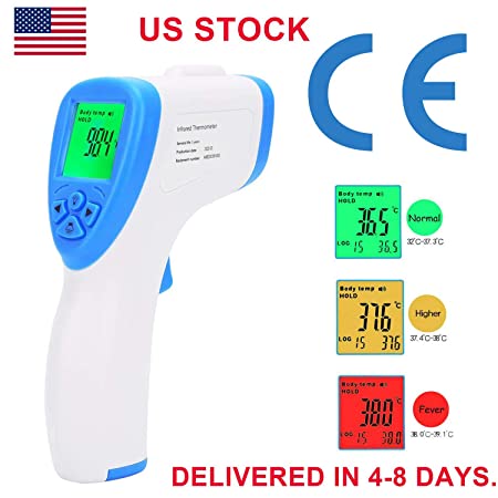 Infrared Temporal Forehead Thermometer Fever for Baby Kids Adults,Non-Contact Temperature Scanner Gun with Accurate Digital Readings (Blue)