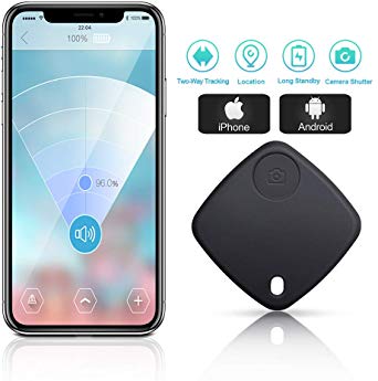 Key Finder Locator - Smart Tracker Bluetooth Finder with App for Phone Keychain Wallet Purse Luggage Suitcase Bag Anti-Lost Alarm GPS Reminder Tracking Device Replaceable Battery Item Finder (Black)