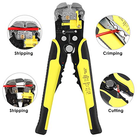 Wire Cutter, WYCTIN Self Adjusting Automatic Cable Wire Cutter Crimper Cutting Pliers Tool for Industry 10-24 AWG