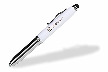 Stylus, WizGear 3-in-1 Stylus Pen - Stylus Pen for Touch Screens with LED Flashlight and Pen (White)
