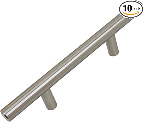 GlideRite Hardware 5000-76-SS-10 Solid Handle Bar Pulls, 10 Pack, 3" x 6.125", Stainless Steel