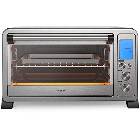 hOmeLabs Convection Toaster Oven - 6 Slice Countertop Stainless Steel Toaster with 10 Cooking Functions and Digital Display - Includes Broil Rack, Bake Pan, Rotisserie Fork and Removable Crumb Tray