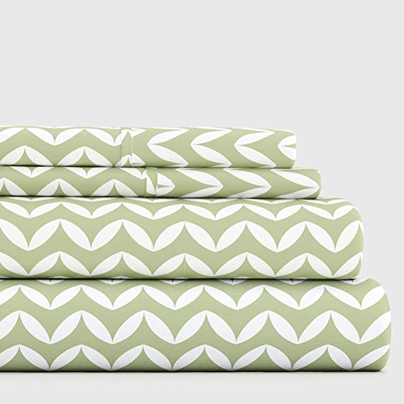 Linen Market 4 Piece Twin Bedding Sheet Set (Sage Chevron) - Sleep Better Than Ever with These Ultra-Soft & Cooling Bed Sheets for Your Twin Size Bed - Deep Pocket Fits 16" Mattress