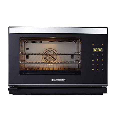 Emerson ER101005 Deluxe 0.9 Cu. Ft. Steam Grill Oven With Convection & Grill Feature, Black and Stainless Steel