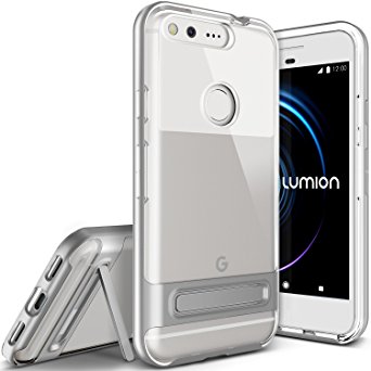 Google Pixel Case, (Diamont - Metallic Silver) (Crystal Clear Slim Fit) Premium TPU/PC Hybrid Case (Hard Drop Protection Bumper) Transparent Cover for Google Pixel 2016 by Lumion