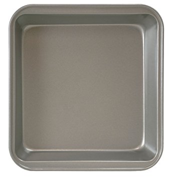 Ecolution Bakeins Square Cake Baking Pan – PFOA, BPA, and PTFE Free Non-Stick Coating – Heavy Duty Carbon Steel – Dishwasher Safe – Gray – 9” x 9” x 2”