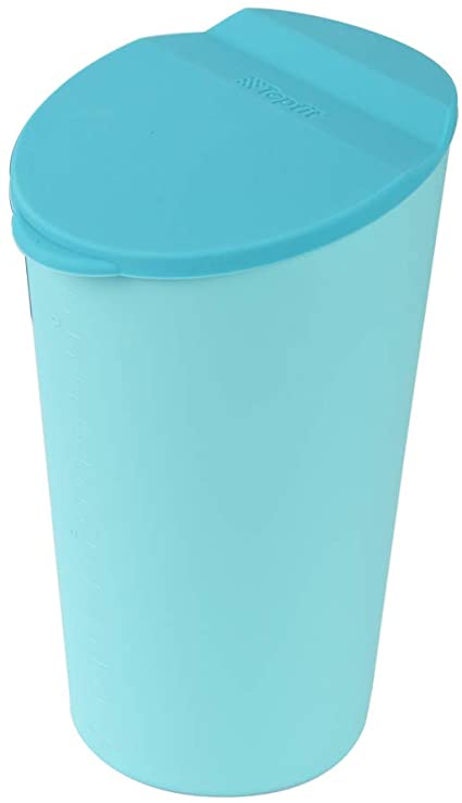 WJM Car Silicone Trash Can with Lid Car Cup Holder Trash Bin Auto Vehicle Car Garbage Can Bin Use in Auto Home Office (Blue)