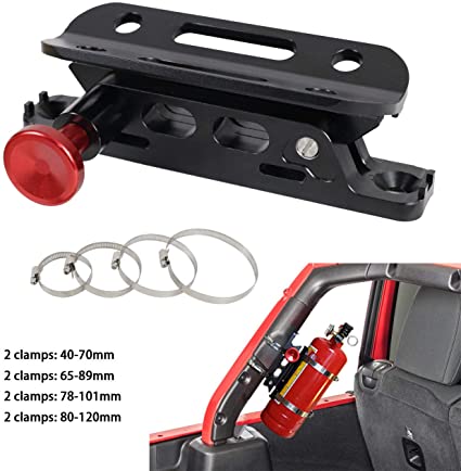 MFC New Multi-purpose Aluminum Adjustable Fire Extinguisher Holder Mount with 8 Clamps(4 pcs extra adjustable rings for spare using) for Jeep Wrangler UTV Polaris RZR Ranger