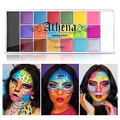 UCANBE, UCANBE Athena Face Body Paint Oil Palette, Professional Flash Non Toxic Safe Tattoo Halloween FX Party Artist Fancy Makeup Painting Kit For Kids and Adult