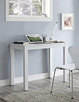 Altra Parsons Desk with Drawer, White/Gray Chevron
