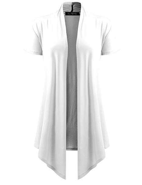 All for You Women's Soft Drape Cardigan Short Sleeve Made in USA