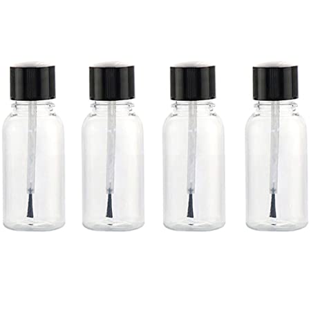 4 Pcs 20ml Empty Refillable Nail Polish Bottles Transparent Glass Nail Varnish Bottles Containers with Brush Cap for Nail Art (20 ml)