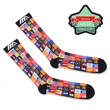 Christmas 20-30mmHg Fuzzy Novelty Festive Holiday| Christmas Compression Socks for Women Athletic Running Socks for Medical Graduated Nursing Compression Socks for Travel Running KneeHigh-Fancy Design
