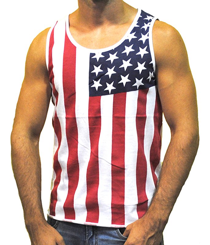 Pacific Surf Patriotic American Flag Stars All Over Tank Top Shirt