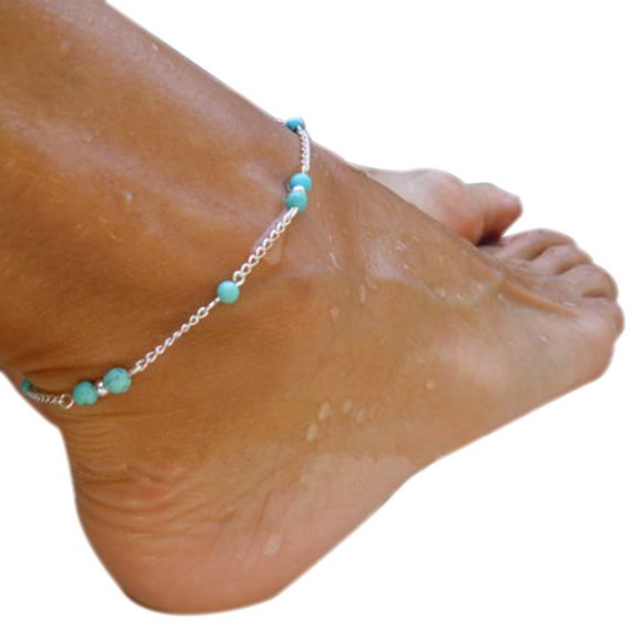 Lisli Women Fashion Sexy Simple Bead Silver Plated Anklet Ankle Bracelet Foot Chain