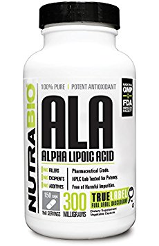 NutraBio Alpha Lipoic Acid (ALA) 300 mg - 150 Vegetable Capsules