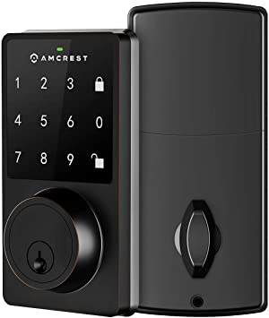 Amcrest Smart Lock ADL220-B Contemporary Digital Keypad Single Cylinder Deadbolt with Automatic Motorized Locking, Zinc Alloy