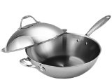 Cooks Standard Multi-Ply Clad Stainless-Steel 13-Inch Wok with Dome Lid