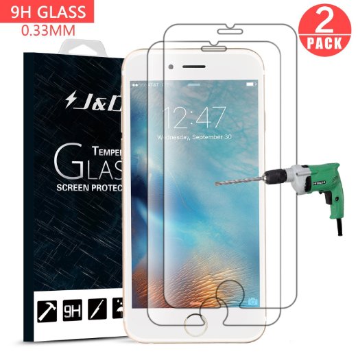 iPhone 6s Plus / 6 Plus Screen Protector, J&D Apple iPhone 6s Plus / 6 Plus Glass Screen Protector [Tempered Glass] HD Clear Ballistic Glass Screen Protector for Apple iPhone 6s Plus/6 Plus (2 Packs)