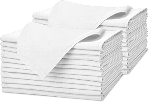 Avalon Kitchen Cloth Napkins Pack of 24 - White Napkin 17x17 Inches Linen Napkins - 100% Polyester Dinner Napkins Durable, Soft and Absorbent with Hemmed Edges Ideal for Parties and Wedding