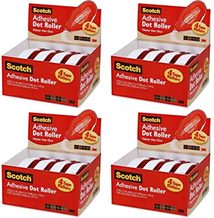 Scotch Adhesive Dot Roller Value Pack .31 Inches x 49 Feet, 4-Pack (6055BNS) Pack of 4