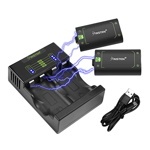 for Xbox One Controller Battery Pack 40 Hours Playtime 2pcs Rechargeable 2500mAh Batteries & Fast Charger Station Kits with LED Indicator Compatible with Microsoft Xbox One/One S/One X/One Elite