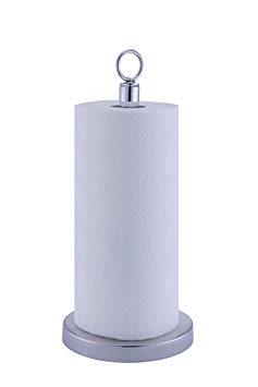SunnyPoint Heavy Weighted Sturdy Paper Towel Holder Stand Dispenser With Stainless Base Fits Standard And Jumbo Sized Paper Towel, Chrome