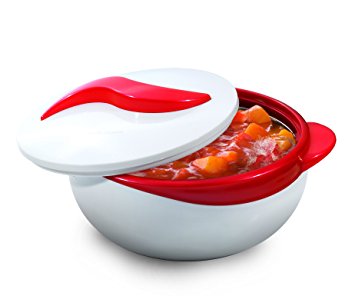Pinnacle RED Serving Salad/ Soup Dish Bowl - Thermal Insulated Bowl with Lid -Great Bowl for Holiday, Dinner and Party 2.6 qt.