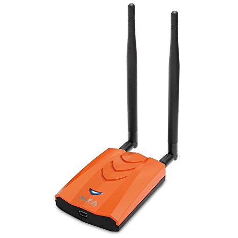 Alfa Long-Range Dual-Band MIMO Wireless USB 2.0 Wi-Fi Adapter w/2x 5dBi External Antennas – 2.4GHz 300Mbps/5GHz 867Mbps – 802.11a/b/g/n