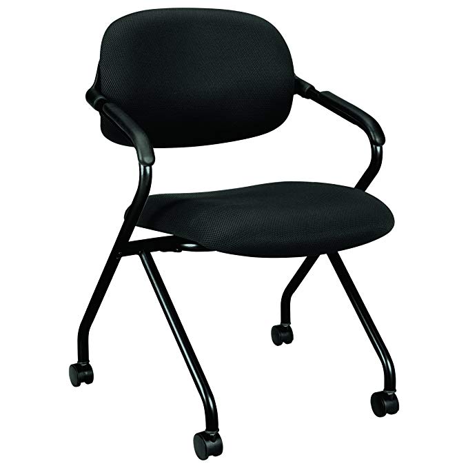 basyx Vl303 Mesh Back Nesting Arm Chair, Black/Black