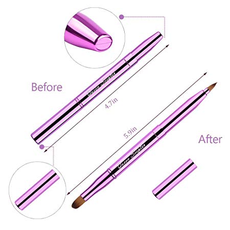 Cosmetic Brushes Lip Eye Double Sided Makeup Brush with Cap for Travel Retractable Lip Brush Eyebrow Brush Concealer Brush For Lipstick Portable Purple