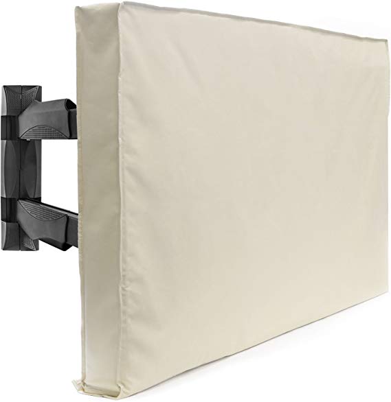 Outdoor TV Cover - 65" Model for 63" - 67" Flat Screens - Slim Fit - Weatherproof Weather Dust Resistant Television Protector - Tan