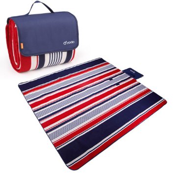 Yodo X-Large Waterproof Picnic Ourdoor Blanket Tote 79" x 79" with Handle and Soft Padding